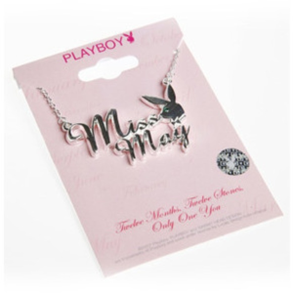 NWT Playboy Necklace Miss May Silver Plated Bunny - Picture 2 of 8
